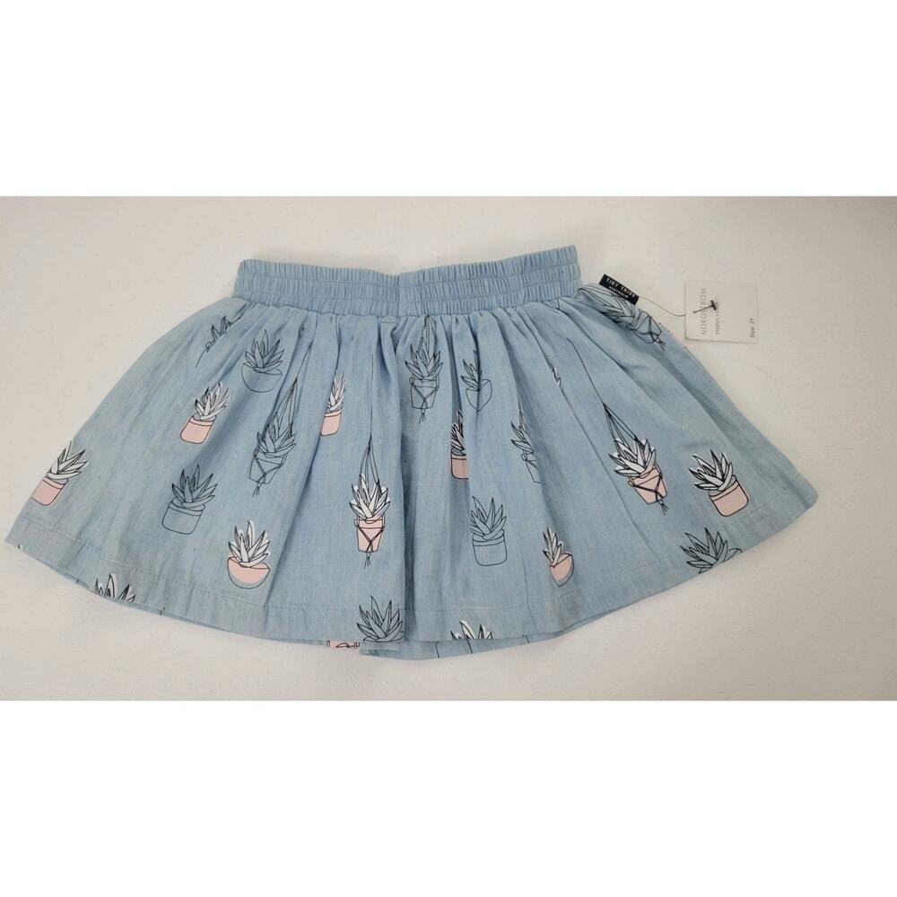 Tiny Tribe Girls 3T Skirt NWT Blue Potted Plant Print Cotton Nordstrom